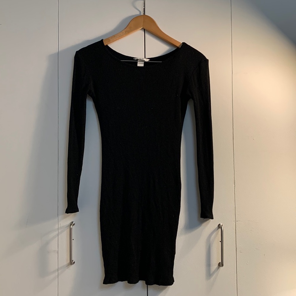 H&M XS Black Knit Long Sleeve Sweater Dress